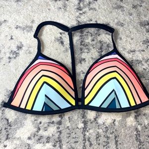 VS PINK Triangle Racerback Stripe Bikini Top Sz L